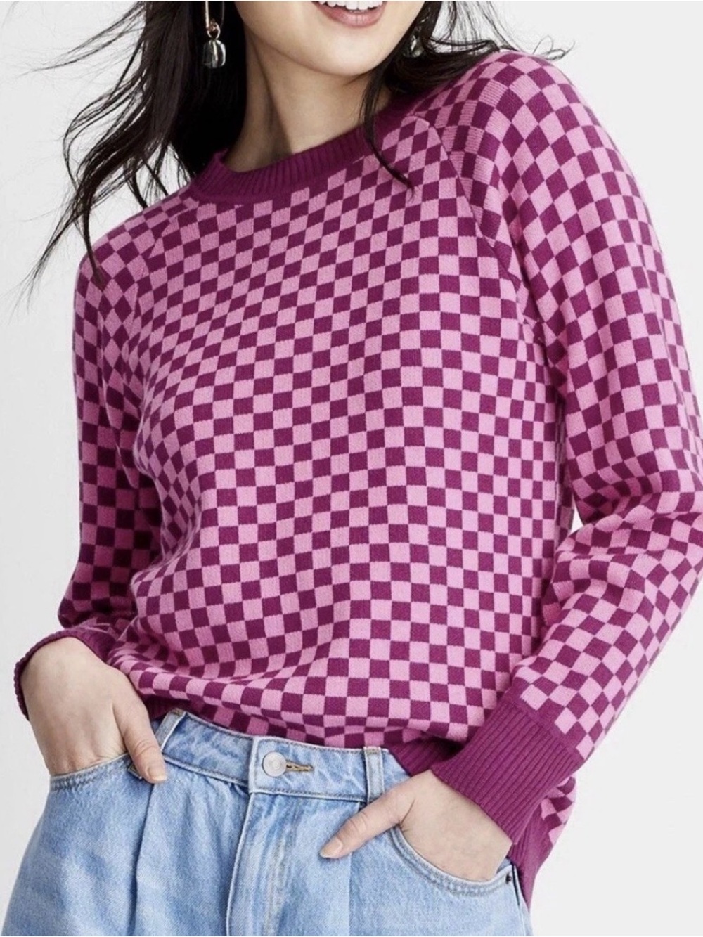 Future Collective Gabriella Karefa-Johnson Pink Checkered Sweater Women Medium